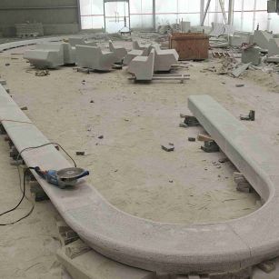 滁州 芝麻白花岗岩弧形花坛石，坐凳石