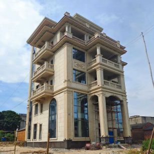 滁州 黄金麻花岗岩石材别墅外墙干挂搭配（雕花栏杆花瓶柱门楼罗马柱）