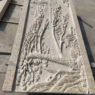 滁州 黄金麻雕刻板浮雕迎客松