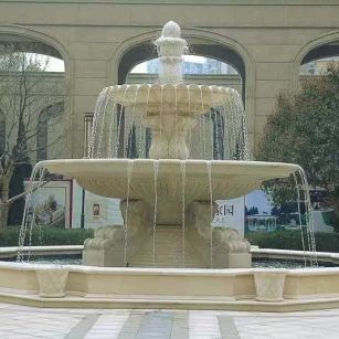 滁州 黄金麻花岗岩异型加工——户外庭院石雕流水喷泉