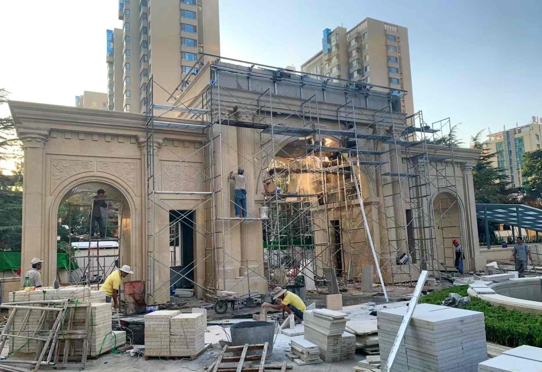 滁州 黄金麻荔枝面花岗岩小区门楼外墙干挂