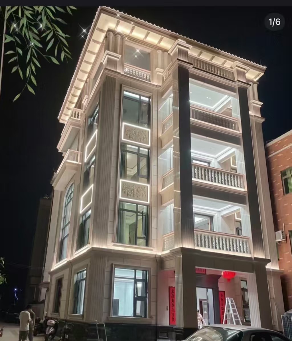 滁州 芝麻白花岗岩别墅外墙夜间效果