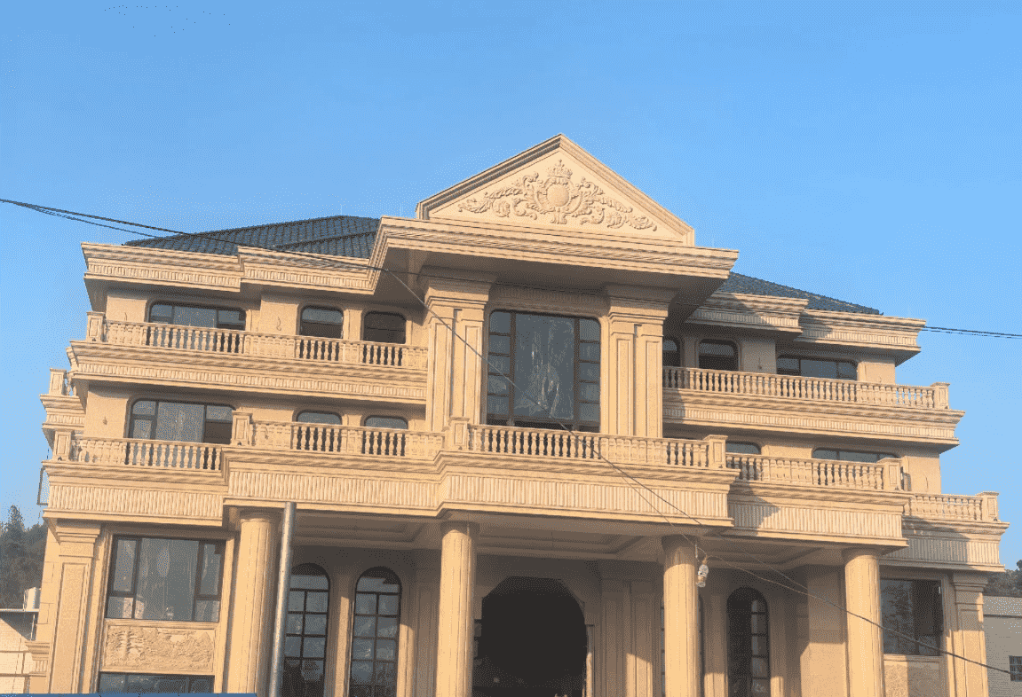 滁州黄金麻别墅外墙干挂石材效果示例